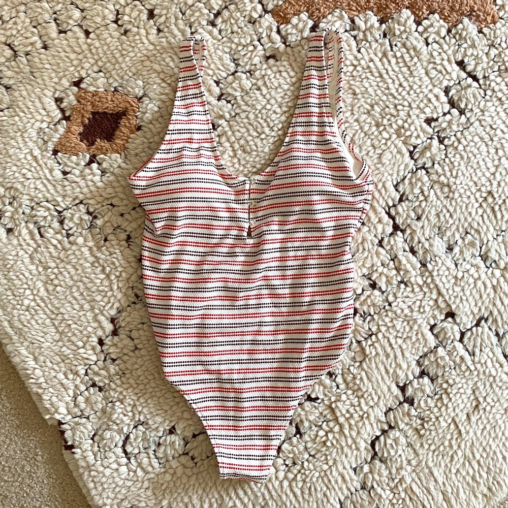 AERIE Pique One Piece Swimsuit, Multi-Stripe, XL (NEVER WORN)